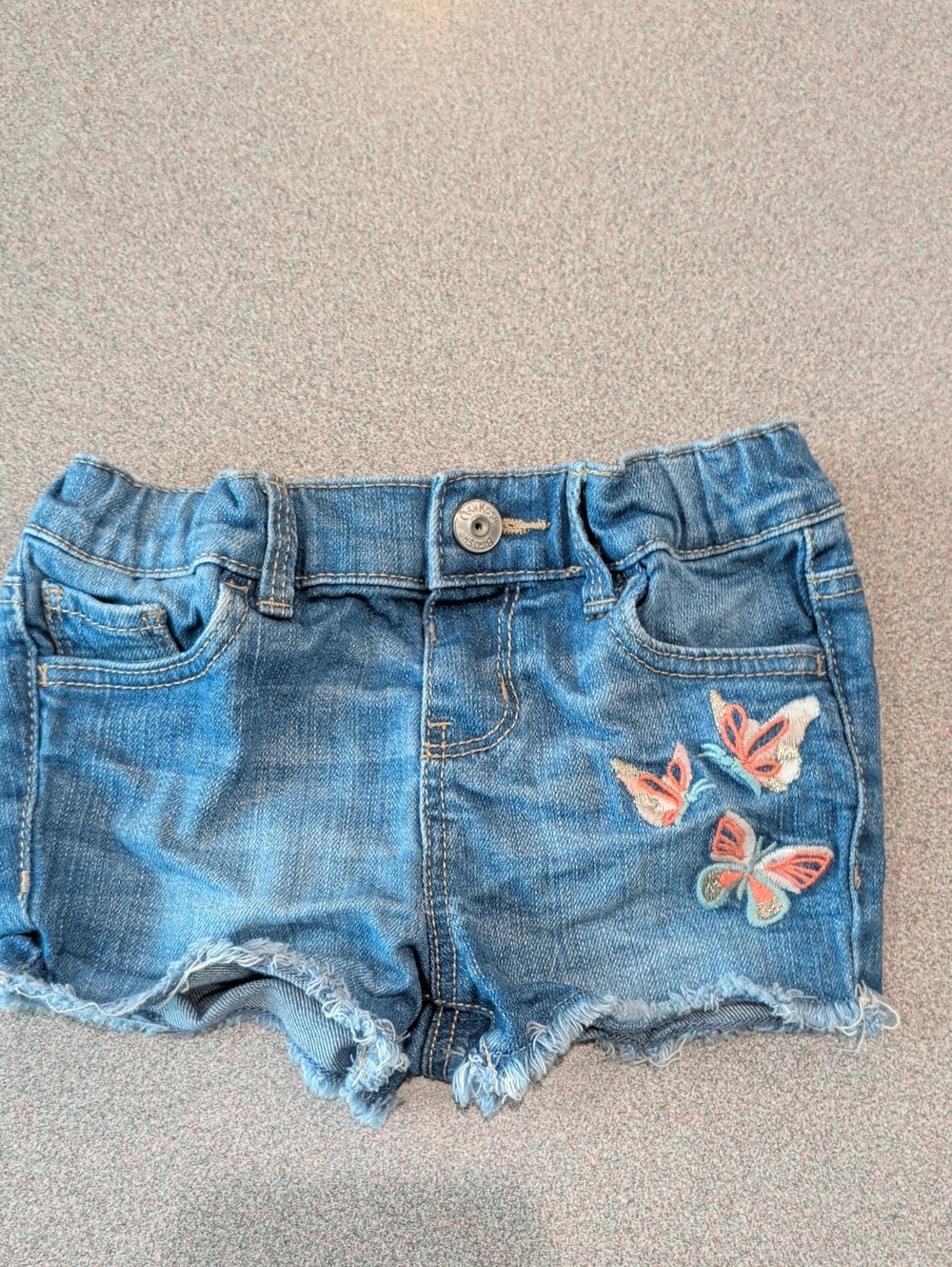 Old Navy Blue Denim Girls' Shorts with Butterfly Embroidery
